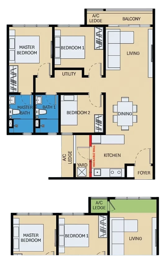 D'Evia Type B1 and B2 layout arrangements